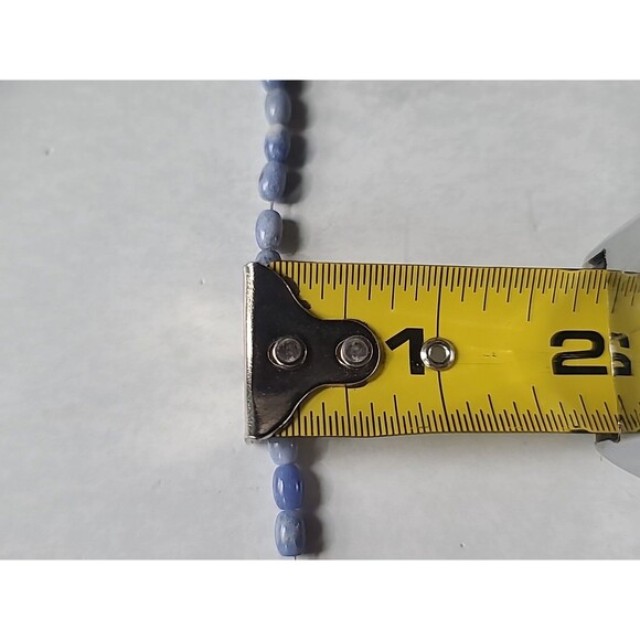 925 Sterling Silver Sodalite & Brushed Silver Beaded Extra Long Necklace Vintage - Picture 8 of 10